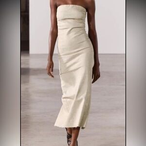 Elegant Cream Strapless Dress - Zara